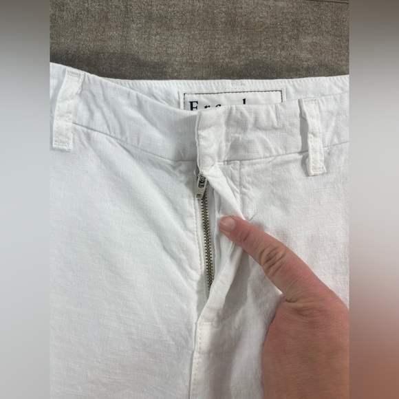 Frank and Eileen White Kinsale Cropped Pants w/ Raw Hem Cotton and Flax - Picture 6 of 14